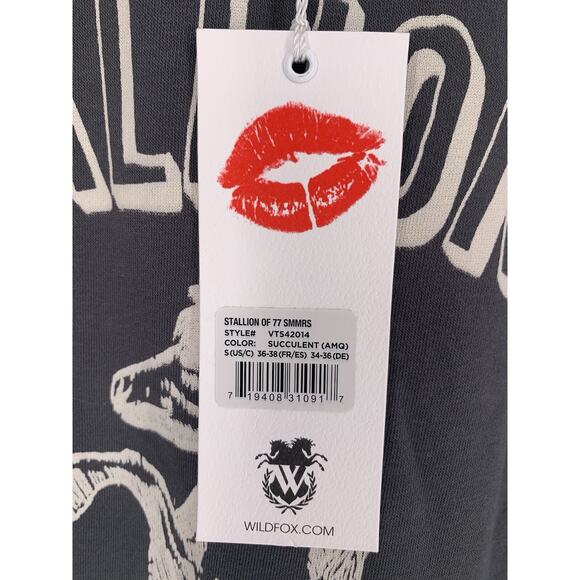 Wildfox Stallion 'The Spirit Of 77' Sommers Sweatshirt Gray Horse Retro S - Picture 7 of 15